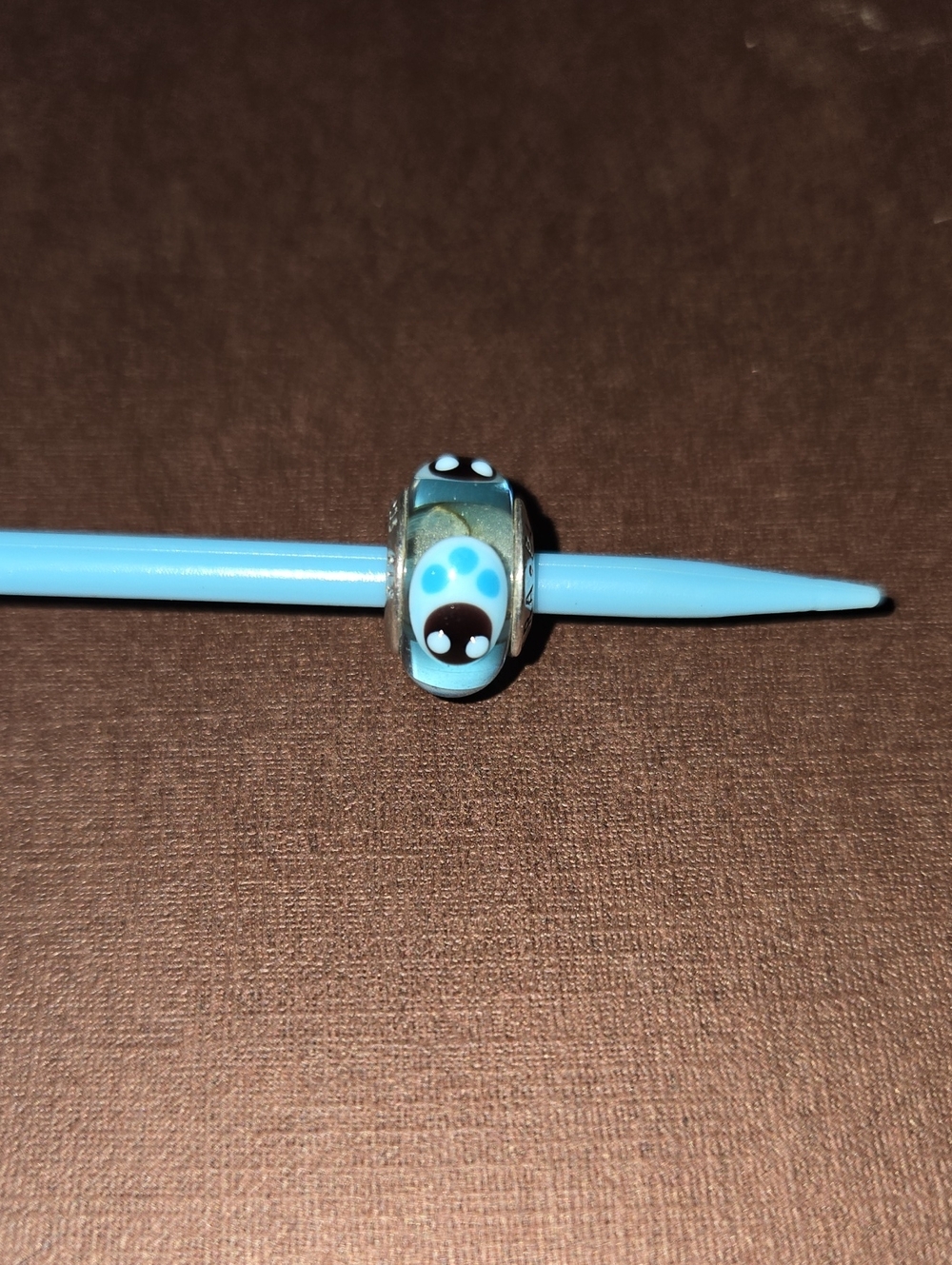 Retired Sterling Silver Murano Glass Blue Ladybugs Bead - 790654